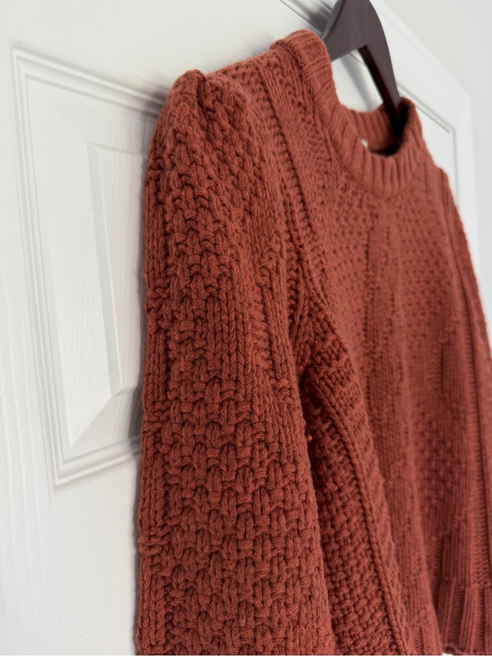 Madewell Ridgecrest Cable-Knit Crewneck Sweater in Rust Size Large - Picture 7 of 16